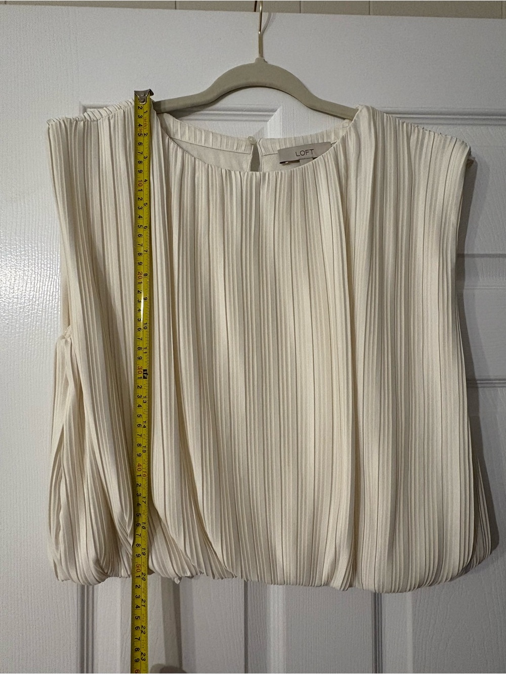 LOFT Ivory Pleated Sleeveless Blouse